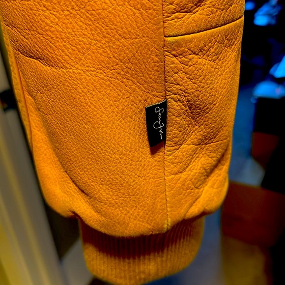 RARE Men’s 100% Authentic Leather Taupe Vintage Bomber Jacket by Sean John - Picture 6 of 12